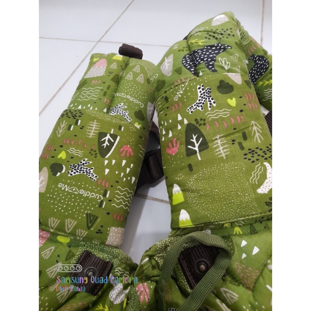 Preloved gendongan bayi ssc merk cuddleme levana neo carrier motif winter forest green army free sou