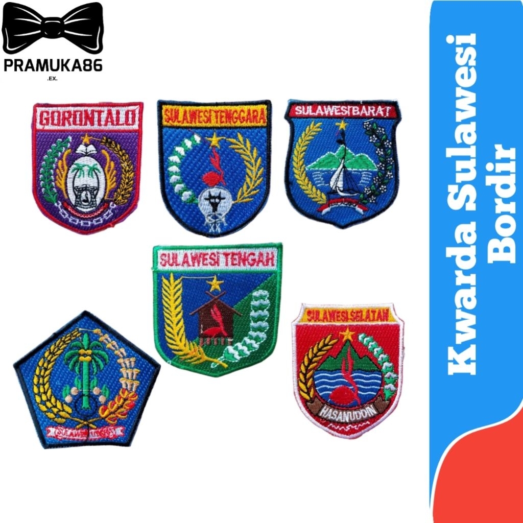 Bed Kwarda Sulawesi Bordir / Badge Kwarda Pramuka Provinsi Sulawesi Bordir / Kwarda Gorontalo / Kwar