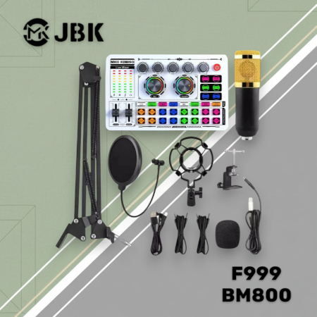 Soundcard F999 WHITE+BM800 Paket Lengkap