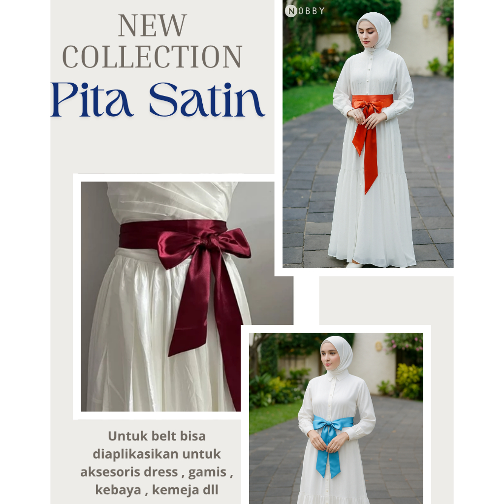 Hiasan Dress Kondangan Pesta Polos Sabuk Tali Pita Ikat Besar Obi Belt Kebaya Remaja Satin Glosy