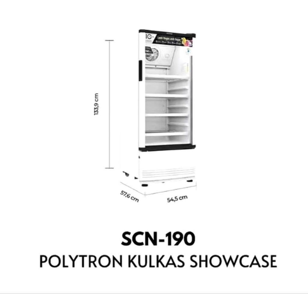 POLYTRON Showcase 190 Liter SCN 190 / rak pendingin polytron / 4 rak / putih