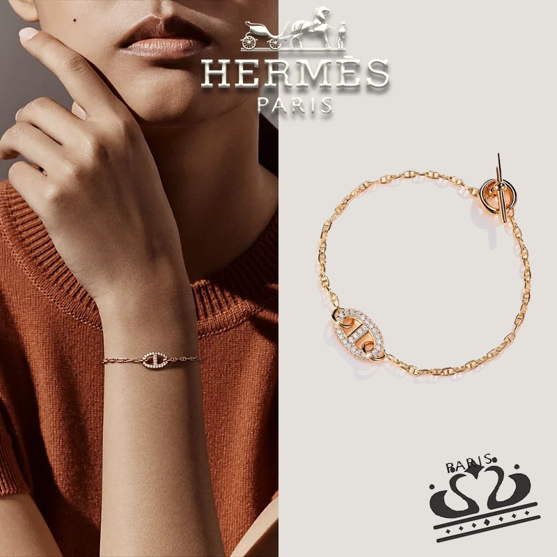 HERMES New Farandole emas gelang H221414B-00SH Aksesoris Fashion Gelang Berlian Emas 18K / 750 emas 