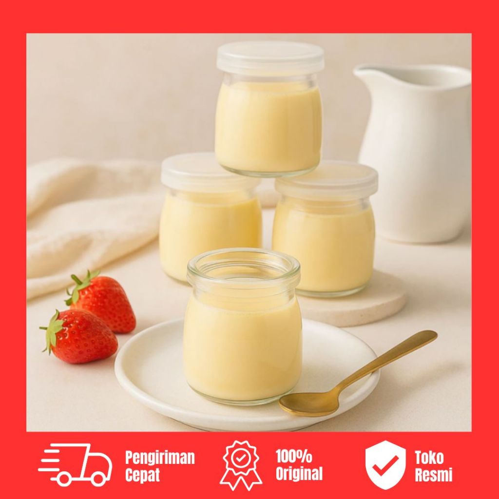 Botol Kaca Pudding/Toples Kecil Pudding Kaca Tutup Plastik/Tempat Biji Kopi/Permen/Selai