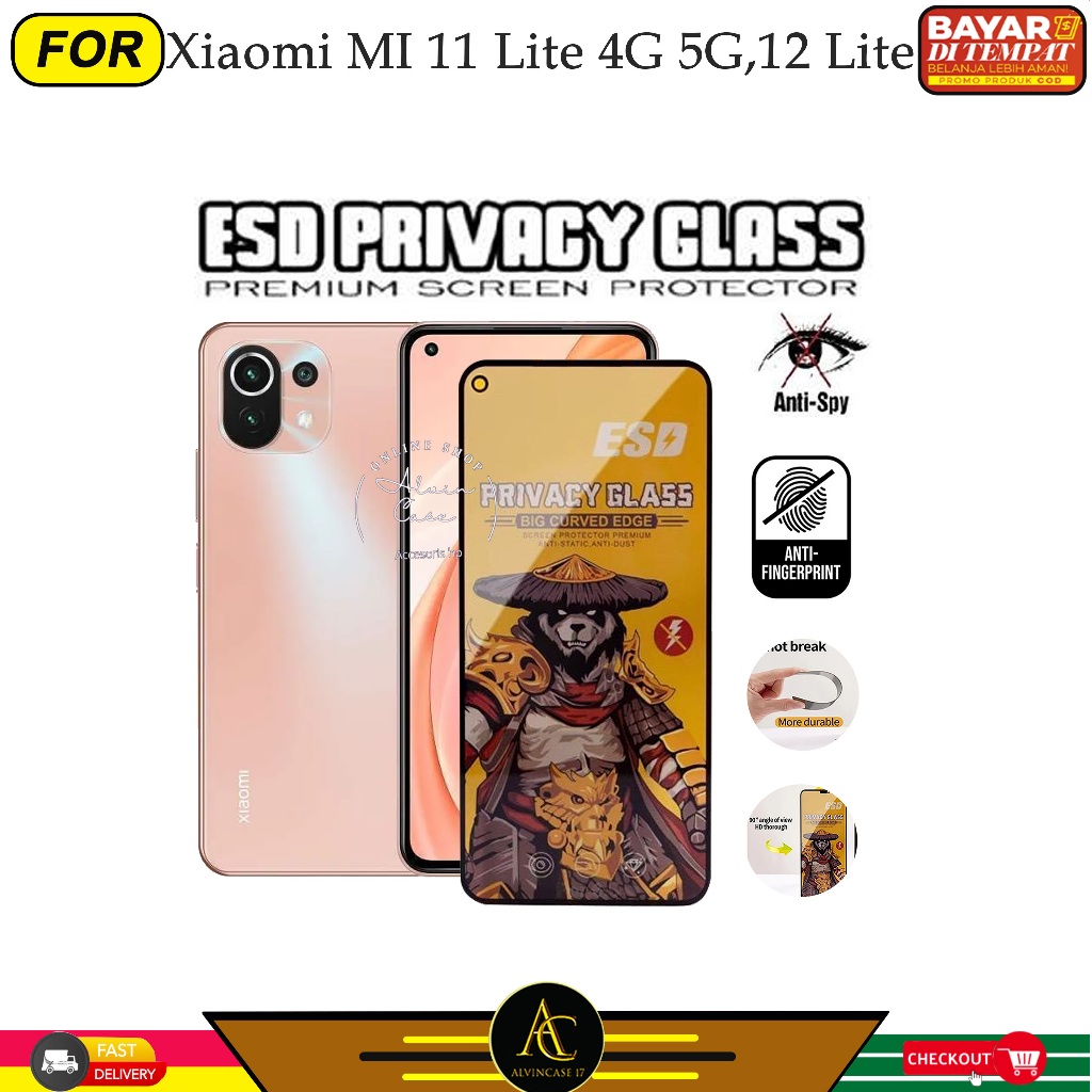 Tempered Glass ESD Panda Privacy Anti Static Xiaomi Mi 11 Lite 11 Lite 5G 12 Lite
