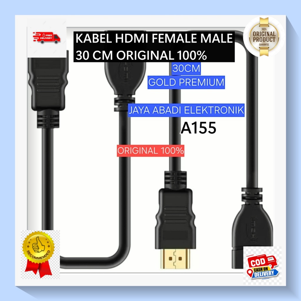 A155 MALE TO FEMALE EXTENSION CORD SAMBUNGAN HDMI ORI 100% KABEL 30 CM CEWE COWO EXTENSI PERPANJANGA