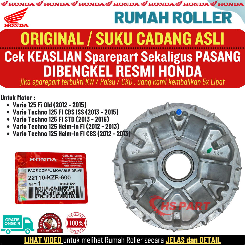 Rumah Roller Vario 125 Old Vario Techno 125 Original AHM Honda Genuine Parts 100%