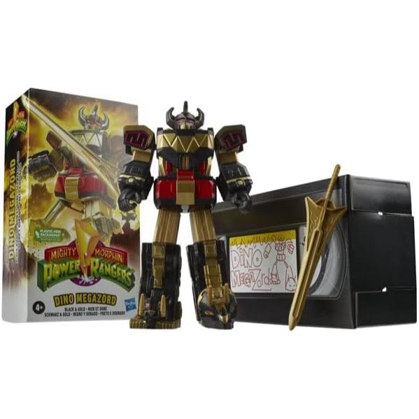 Mighty Morphin Power Rangers Megazord 7 inch Classic Figure Collector Set (Dino Megazord (Black &