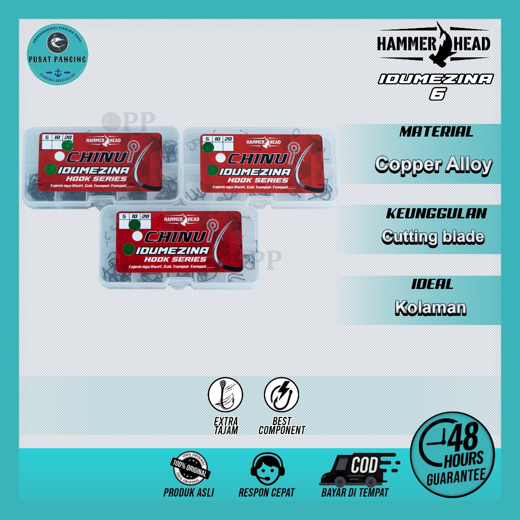 HAMMER HEAD Set Kail Super Lengkap ( SK6 )  Kail Pancing Aneka Ukuran + Swivel Kili Kili Bahan Baja 