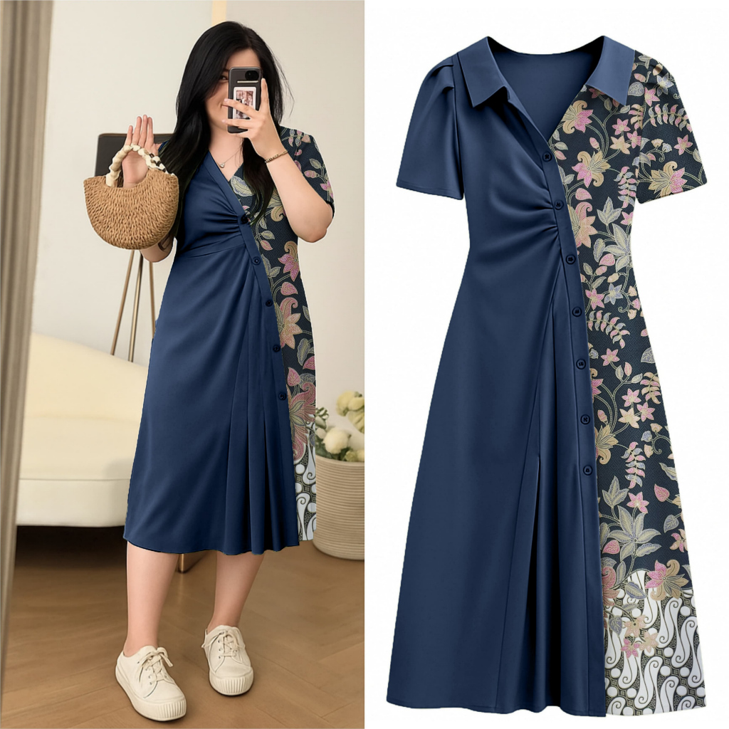 Drs Brokat Dwres Kondangan Minidres Dress Selutut 2026 Midi Dres Korean Style Gaun Pesta Natalan Baj