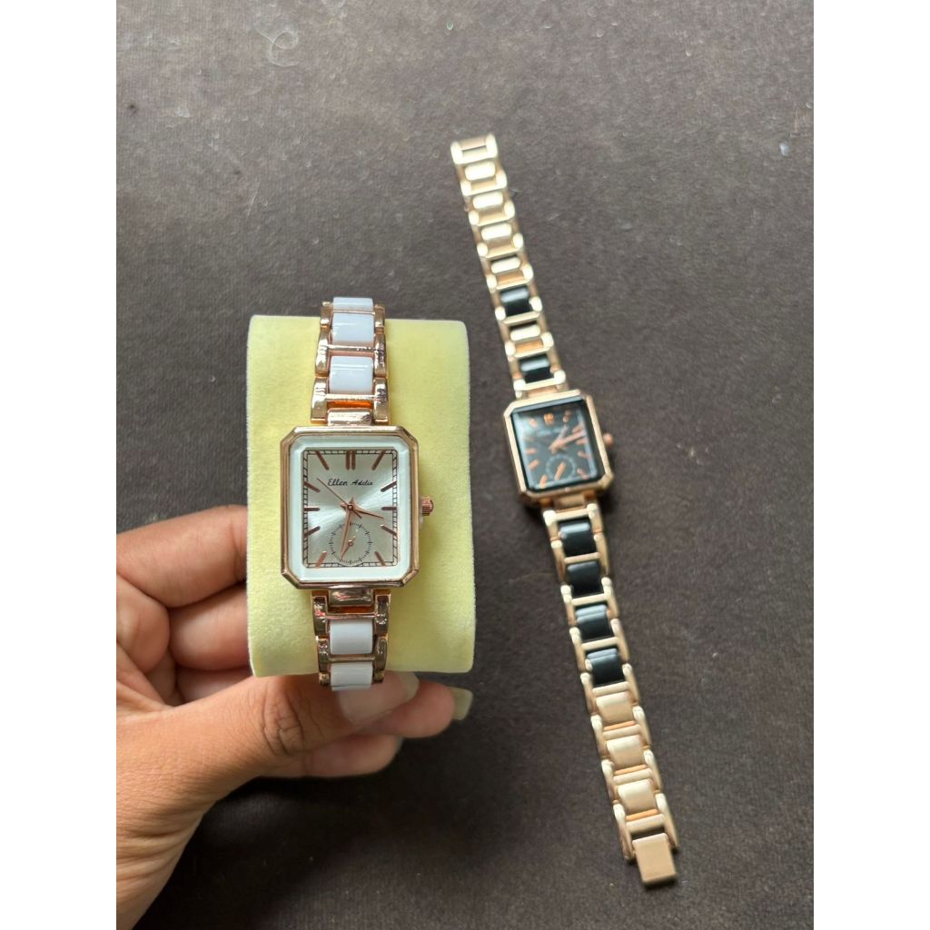Jam Tangan Wanita Strap Rantai kotak / Jam Tangan Fashion