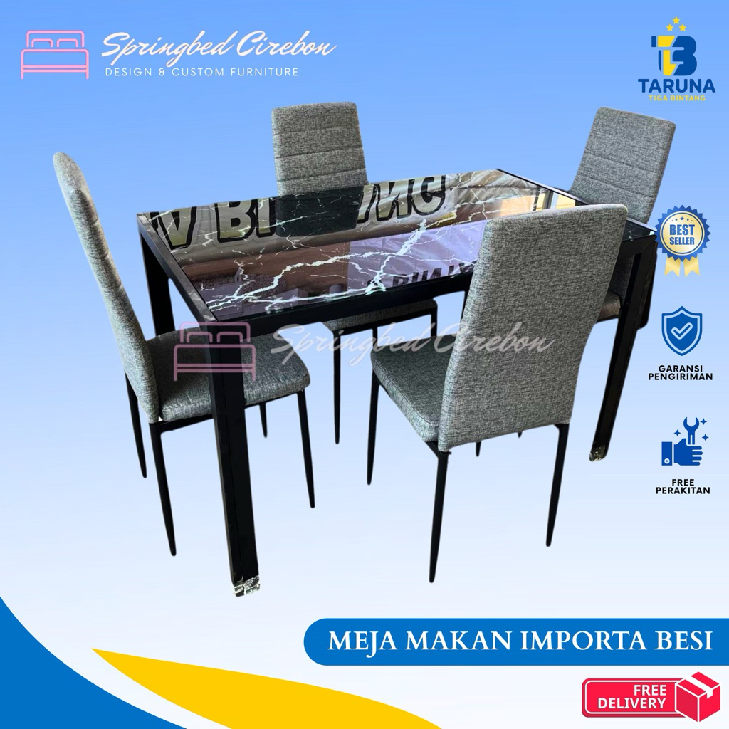 Meja Makan Kaca Importa 4 Kursi Termurah Terlaris Cirebon Bandung Indramayu Tegal Pekalongan