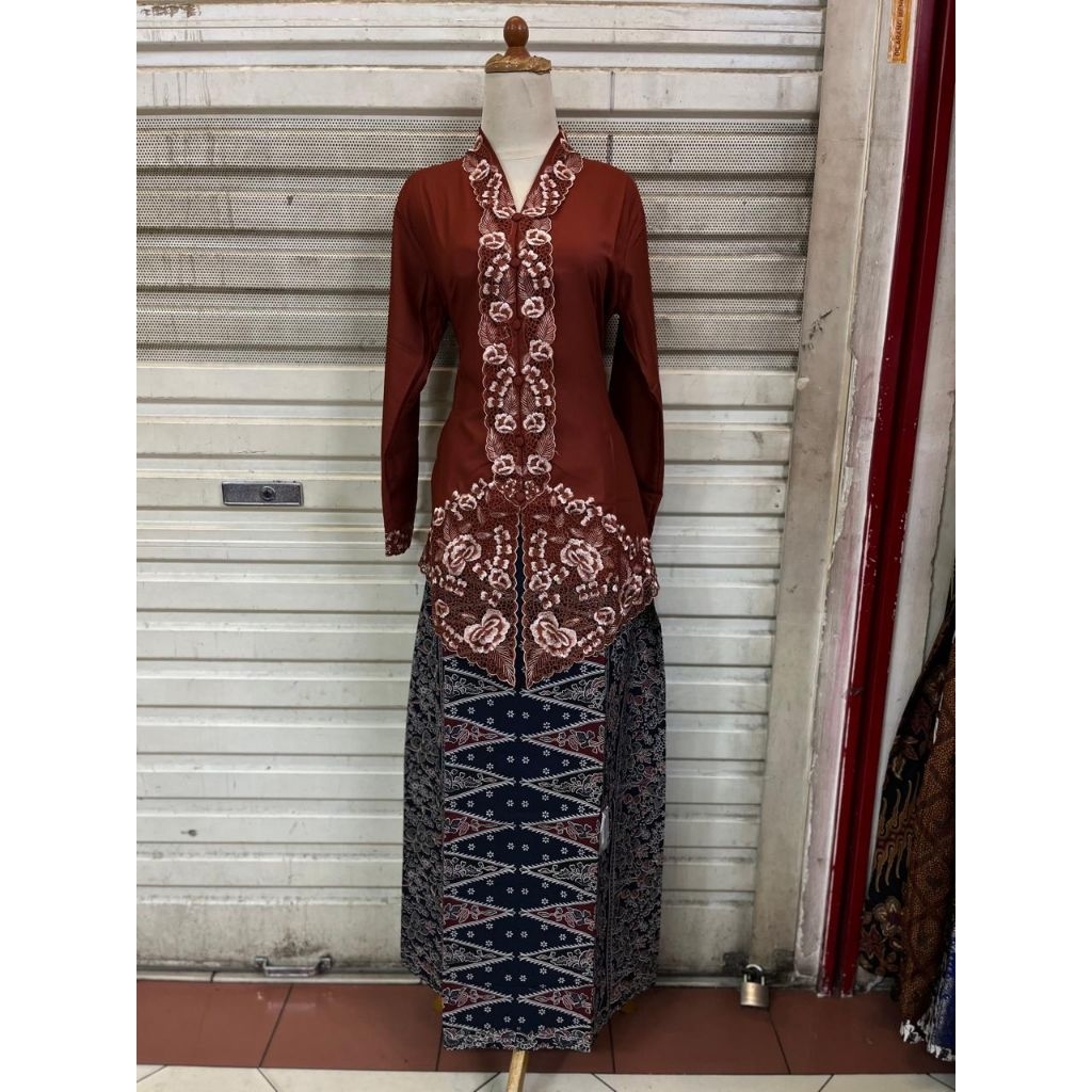 Stelan Kebaya Encim Kerancang Solo / Kebaya Seragam Kerja / Kebaya Encim Jumbo Adem Halus