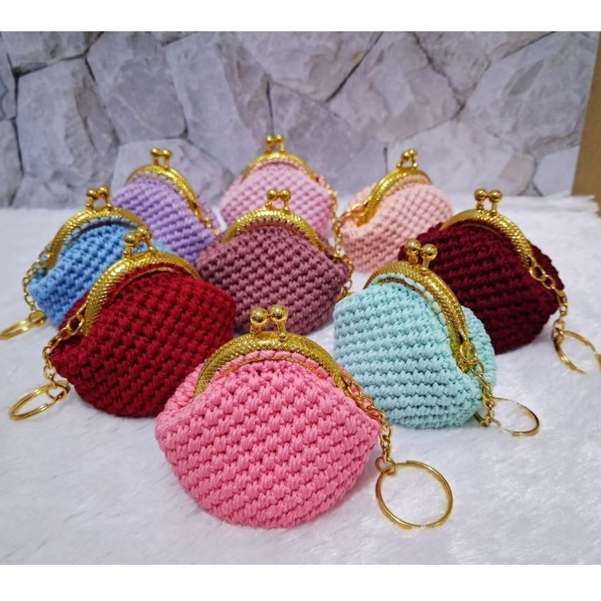 Dompet Behel Mini Rajut untuk Isi Koin, Ganci Dompet Behel