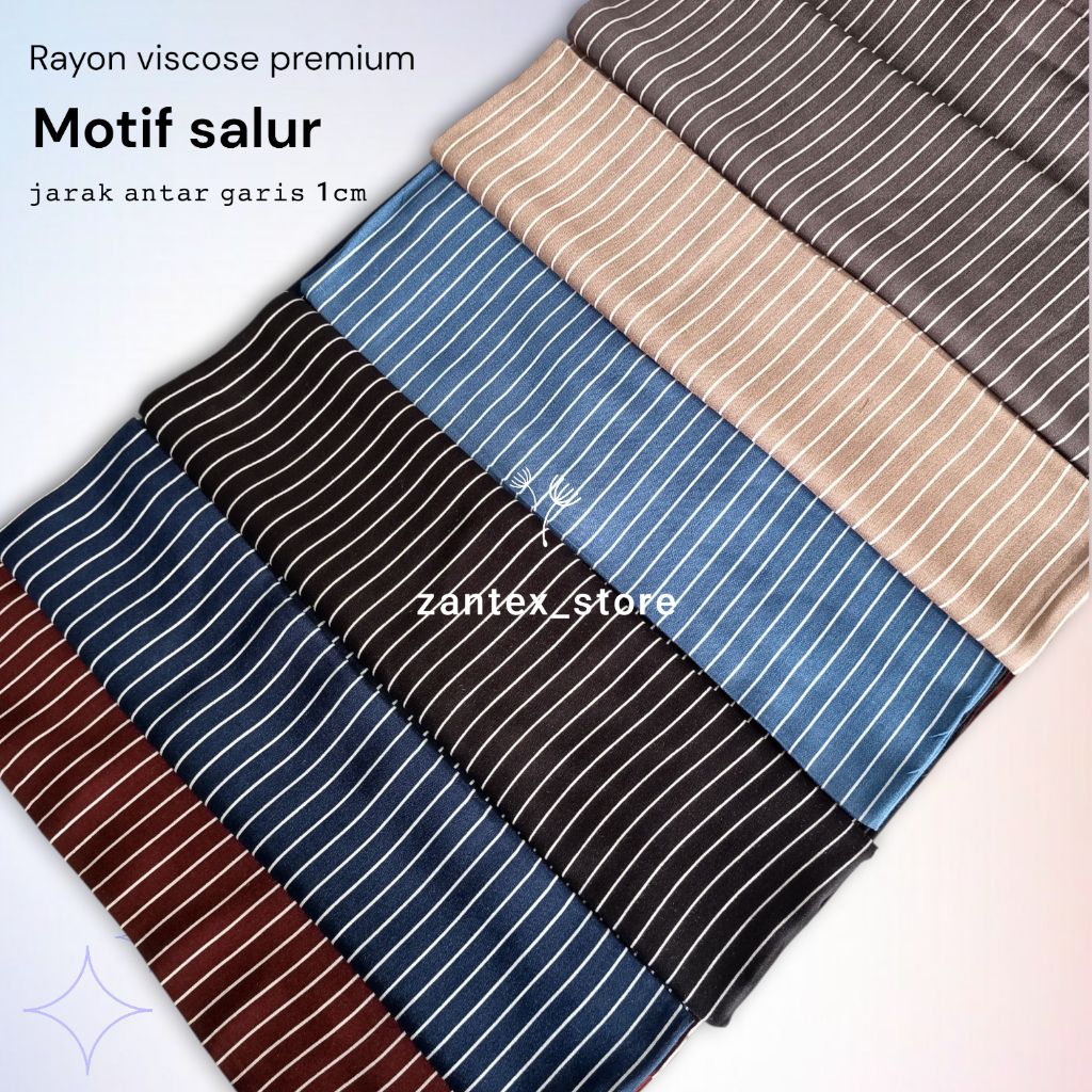 Bahan kain katun rayon motif salur, kain katun rayon viscose premium ,jarak salur 1cm