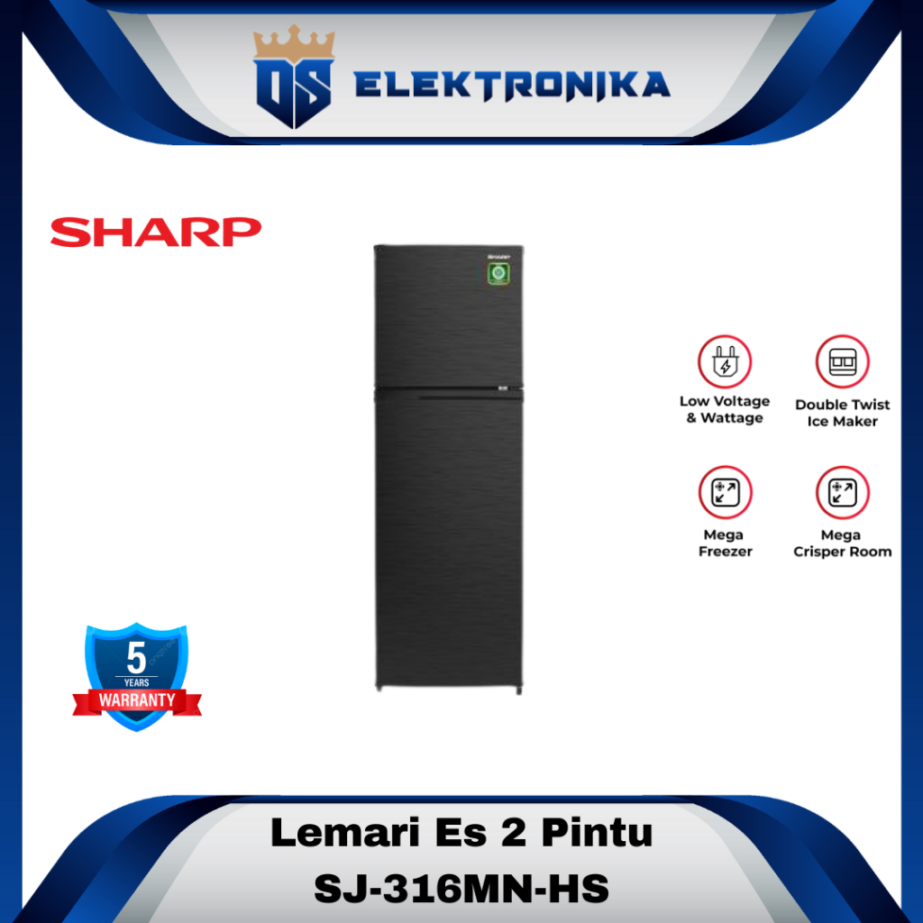 KULKAS SHARP SJ316MN HS SJ-316 MN HS SJ 316MN HS SILver 316MN 316 MN