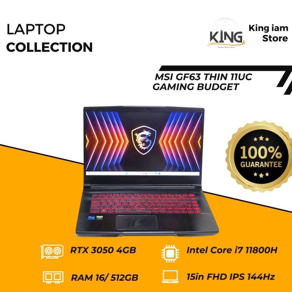 Laptop Gaming MSI GF63 i7 Gen 11 RTX 3050 – FHD 144Hz, Siap Main Game Berat