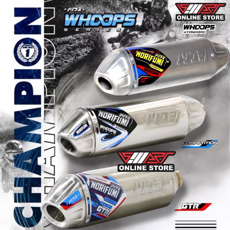 KNALPOT NORIFUMI WHOOPS GTR KOMPETISI STANDARD KLX 150 / NORIFUMI STANDARD GTR COMPETITION KLX 150