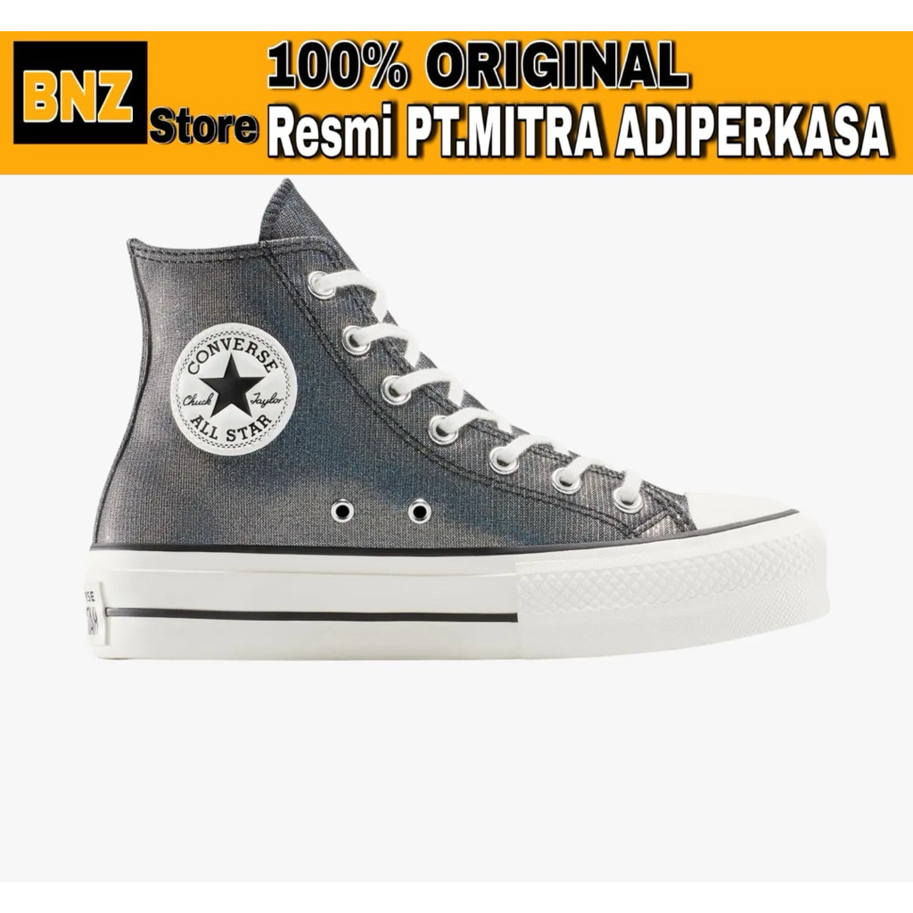 Sepatu Sneakers Wanita Converse CTAS Lift Platform Sparkle Dark Grey