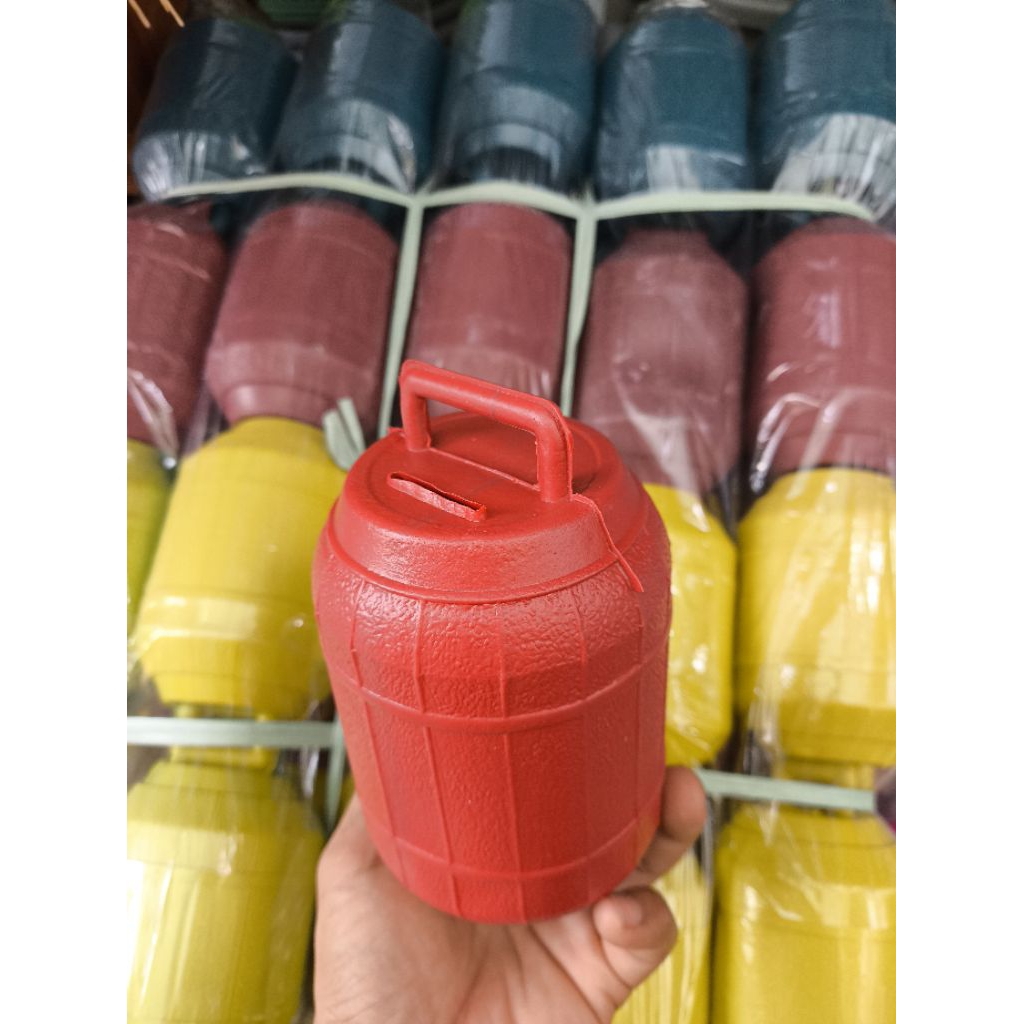 celengan plastik kecil / celengan tong kecil / celengan model tong ukuran kecil