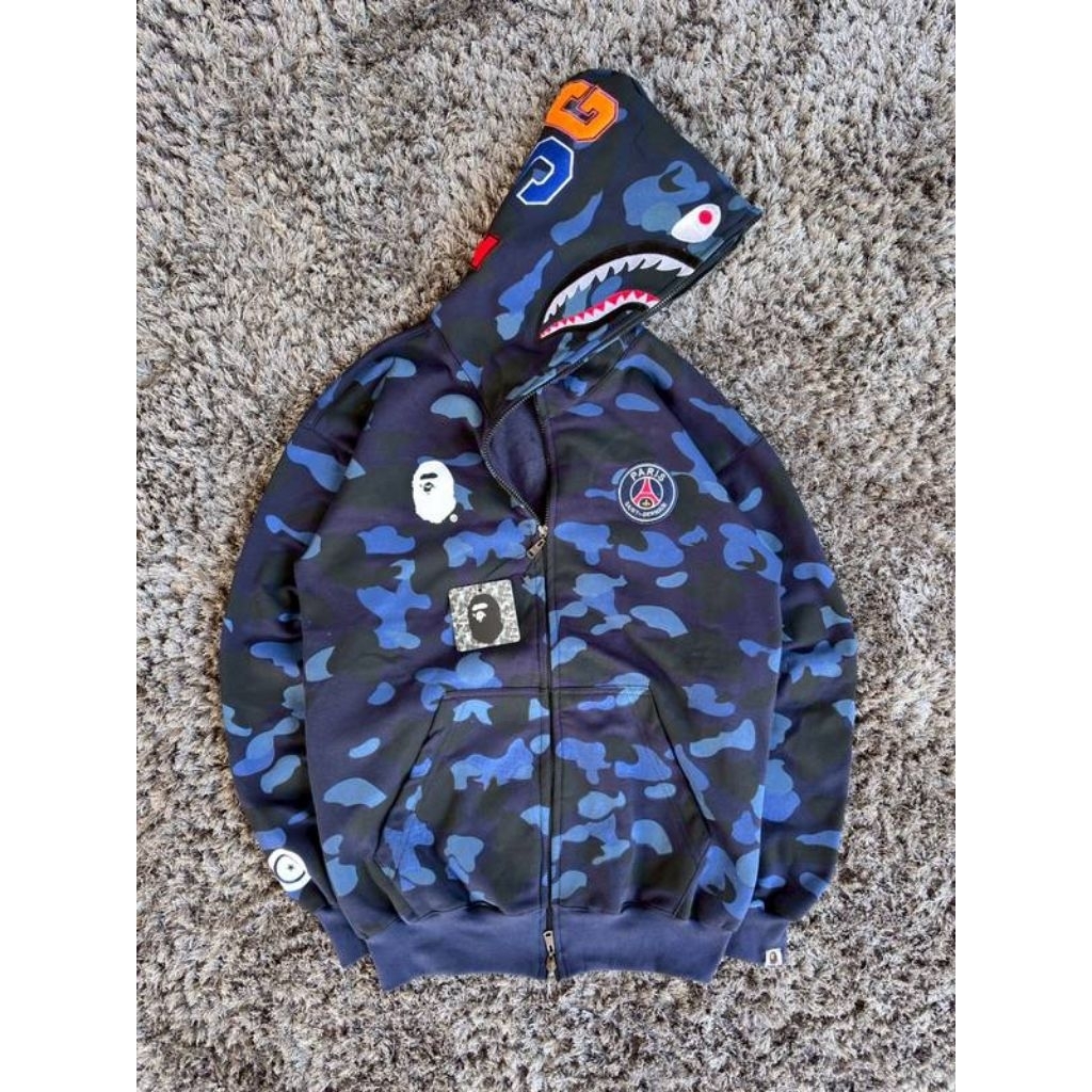 Jaket Hoodie A bathing ape PSG-Jaket Ziper-Jaket Bape-Jaket Bape Fullzip