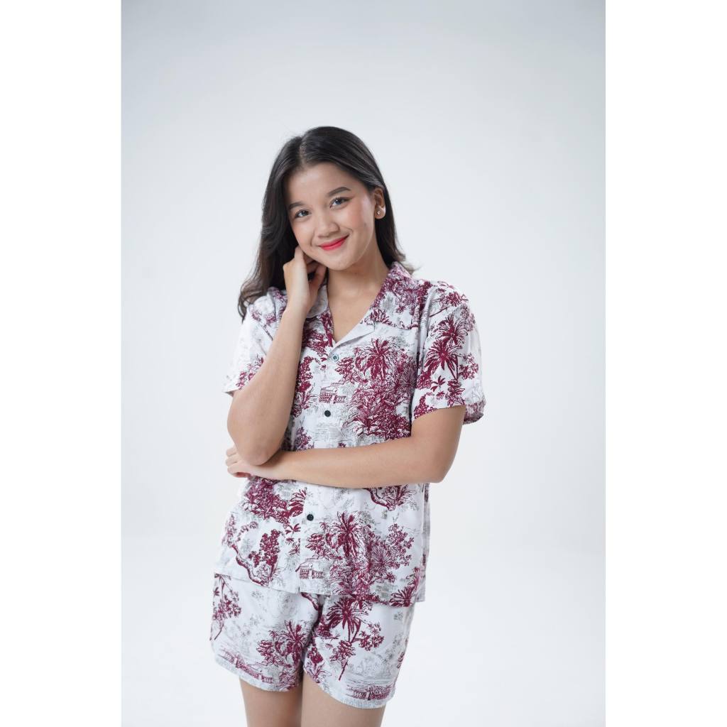 One set Pyama motif macan baju Wanita leopard setelan rayon Bali