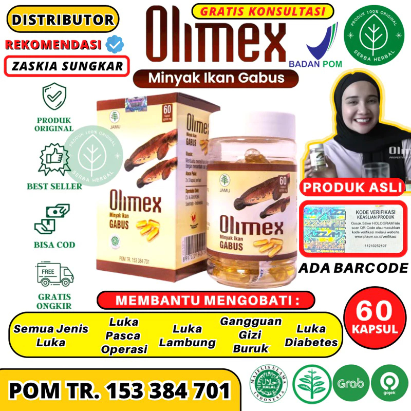 [TERLARIS] Olimex Kapsul Minyak Ikan Gabus 60 pcs Obat Pasca Operasi Diabeter Cesar Patah Tulang