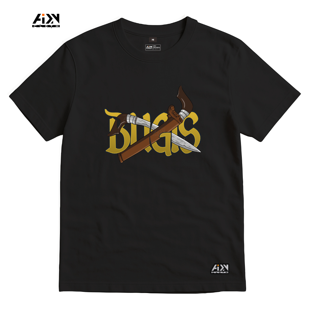 T-Shirt Hitam Kaos Bugis Badik Keren - Baju Distro - Baju Bugis - Baju Perantau Bugis - Premium Cott