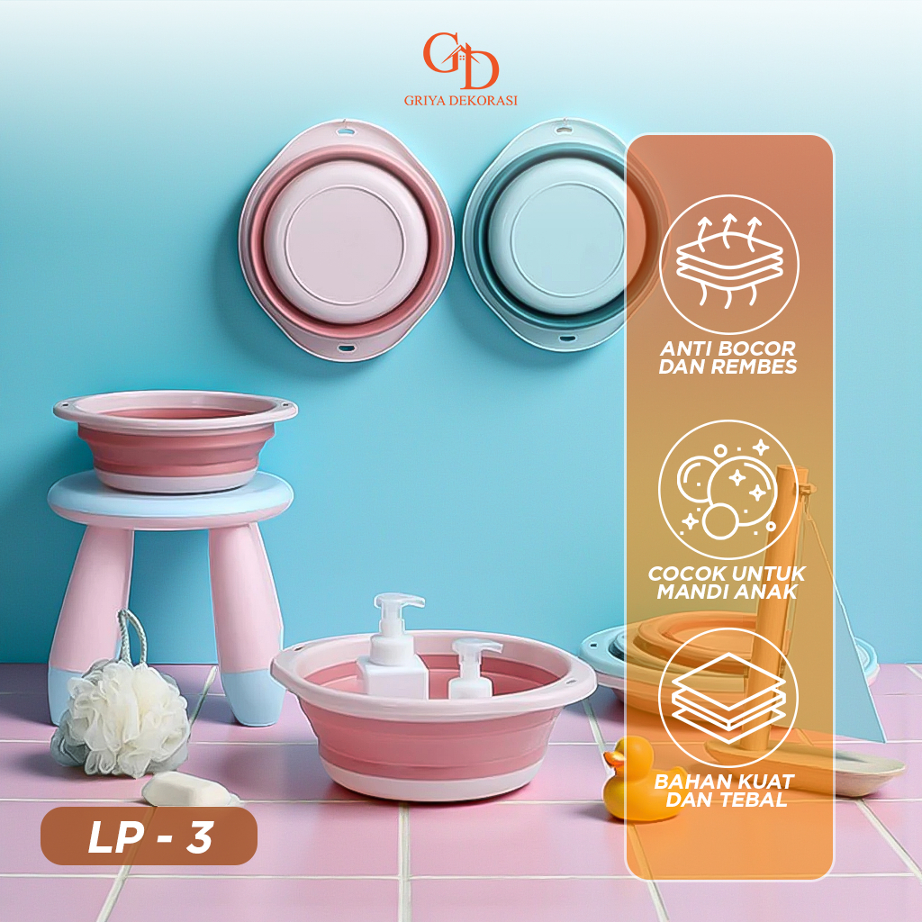Baskom Plastik Lipat besar / Portable Silikon Baskom / Ember Lipat Portabel Multifungsi LP3