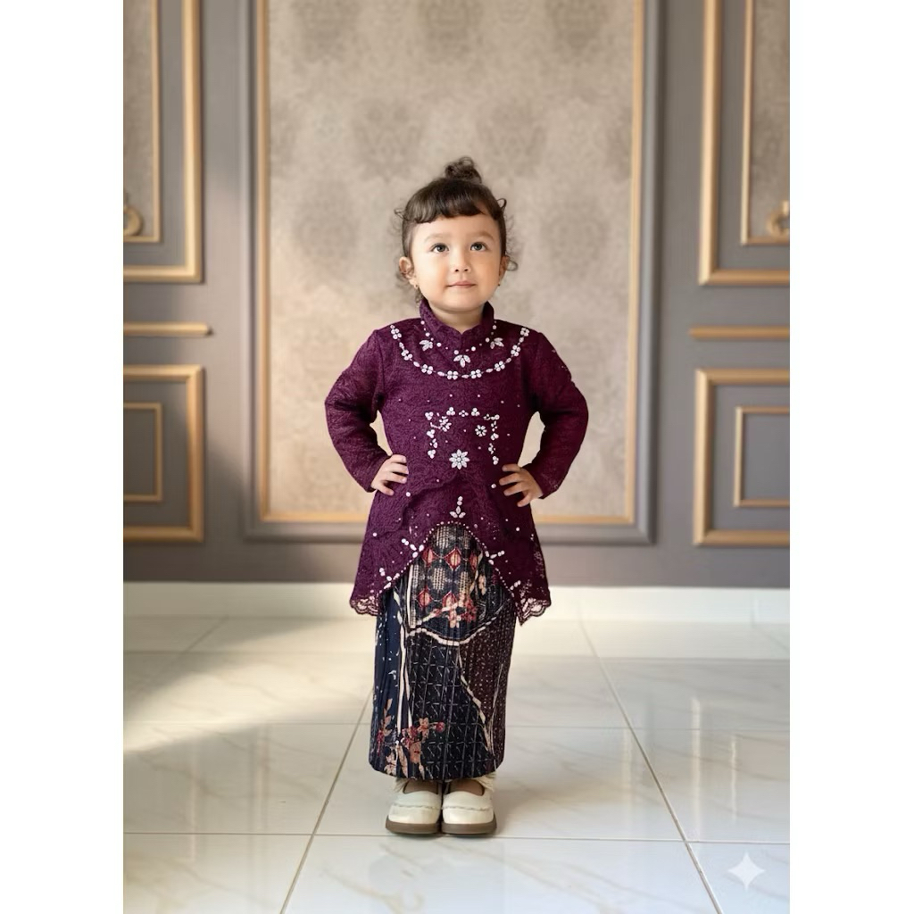 AB /Set Kebaya viona anak perempuan tanggung umur 4-12 tahun/ kebaya anak brokat / kebaya anak terba