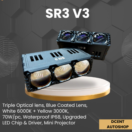 Mini Projector Mobil - Mini Projector Saber SR3 V3 - Lampu Mobil - LED Mini Projector Mobil - 100% O