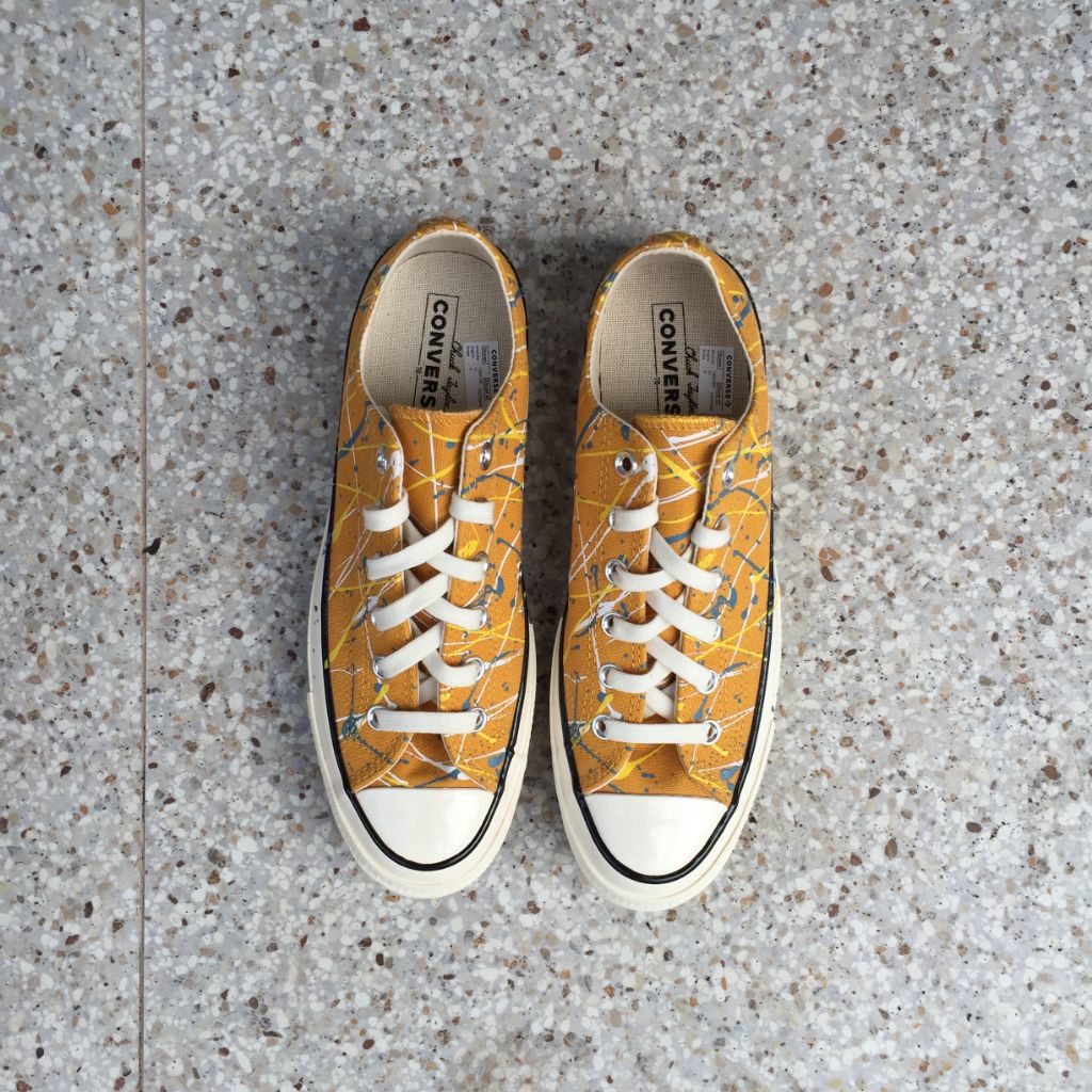 Converse 70s Ox Paint Splatter Sunflower Egret 170804C resmi MAP