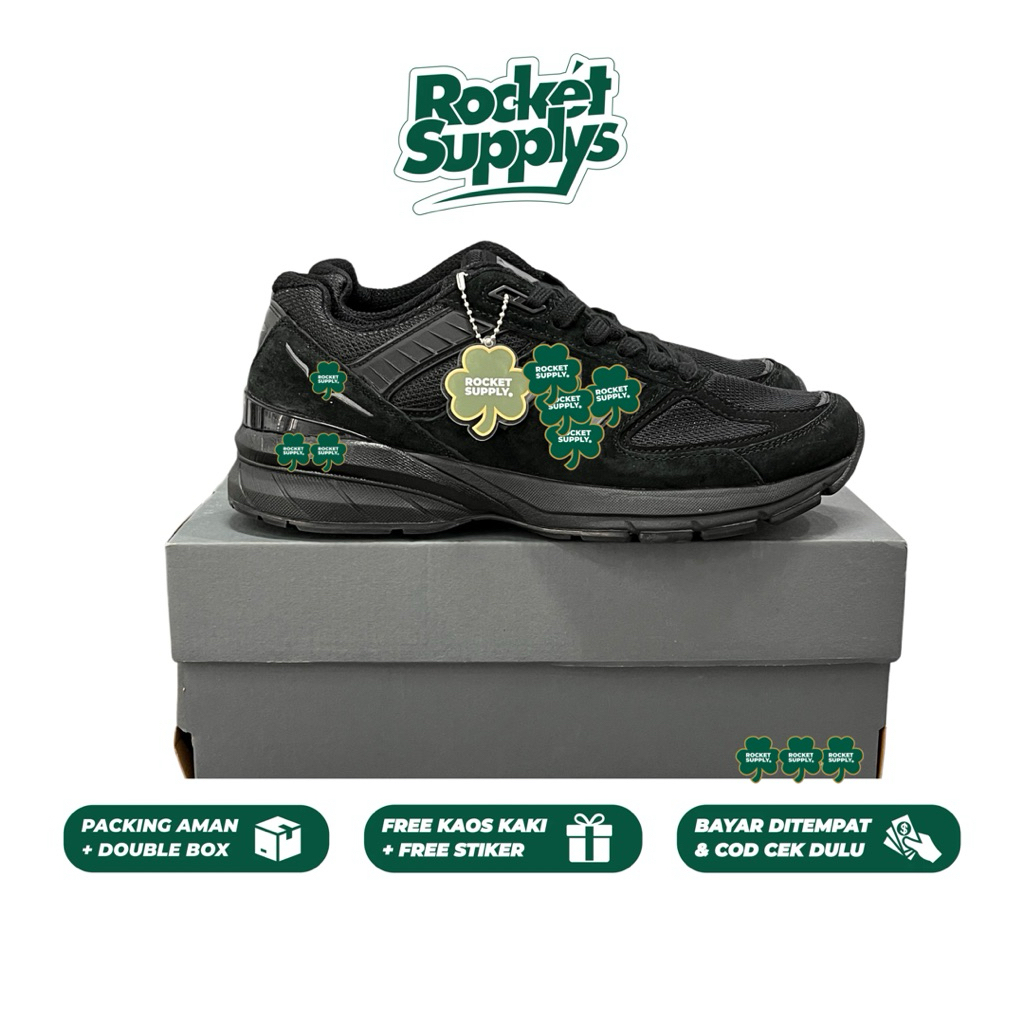 Sepatu 990 V 5 Full Black / 100 % Baru