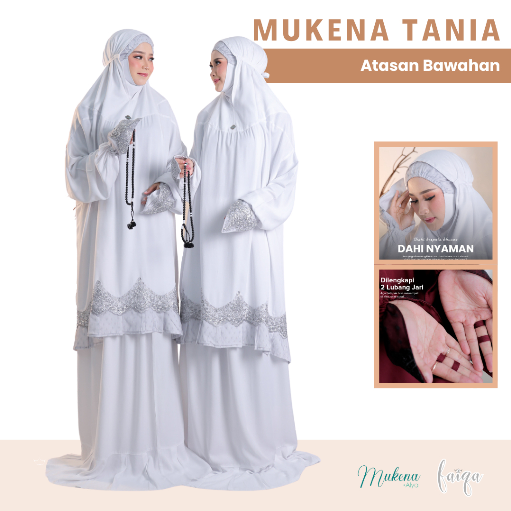 Mukena Tania Atasan Bawahan berLengan Dewasa Allsize Rayon Twill Polos | MukenaAlya
