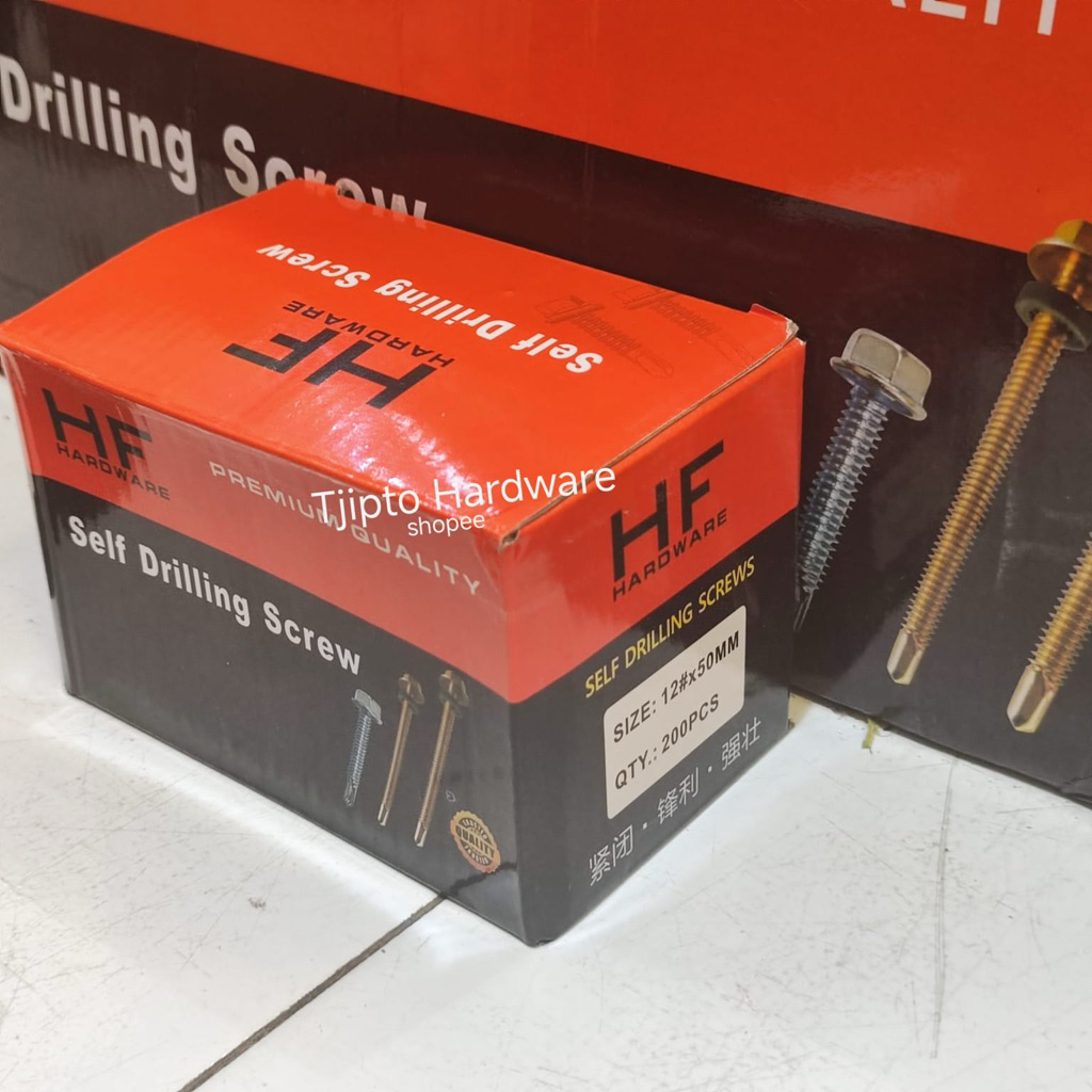 Baut Roofing 5 cm / 7 cm Sekrup Baja Ringan 12 x 50 / 12 x 70 DUS  Ruping Rofing merek dan warna  ra