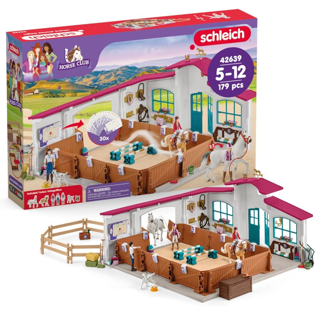 Schleich Horse Club - 179PC Peppertree Riding Arena Horse Playset with Real Dressage Cards