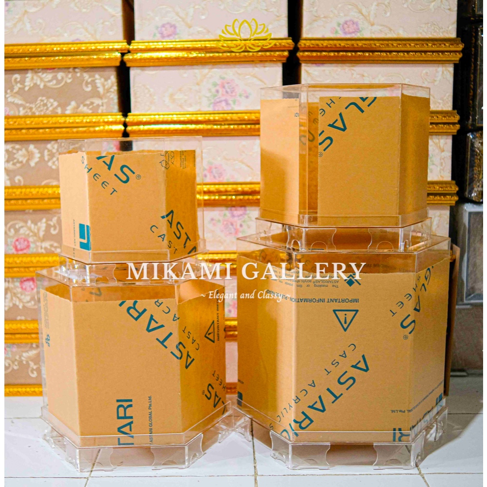 Kotak Hantaran Akrilik Hexagonal/ Hantaran Full Akrilik / Full Akrilik Seserahan Segienam
