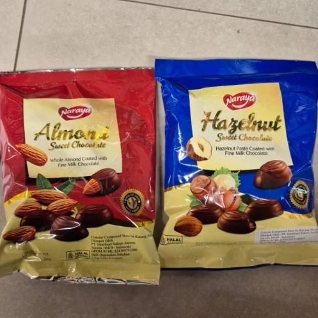 Naraya ALMOND / HAZELNUT Sweet Chocolate coklat IMPORT Per Varian