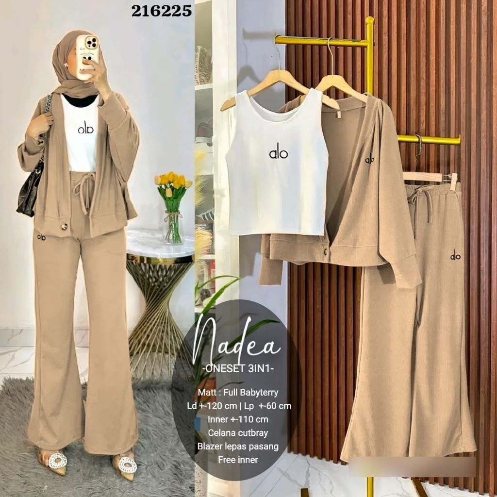 SETELAN 3IN1 BABYTERRY NADEA TERLARIS SUPER MEWAH BEST SELLER/SETELAN WANITA IMPORT PREMIUM