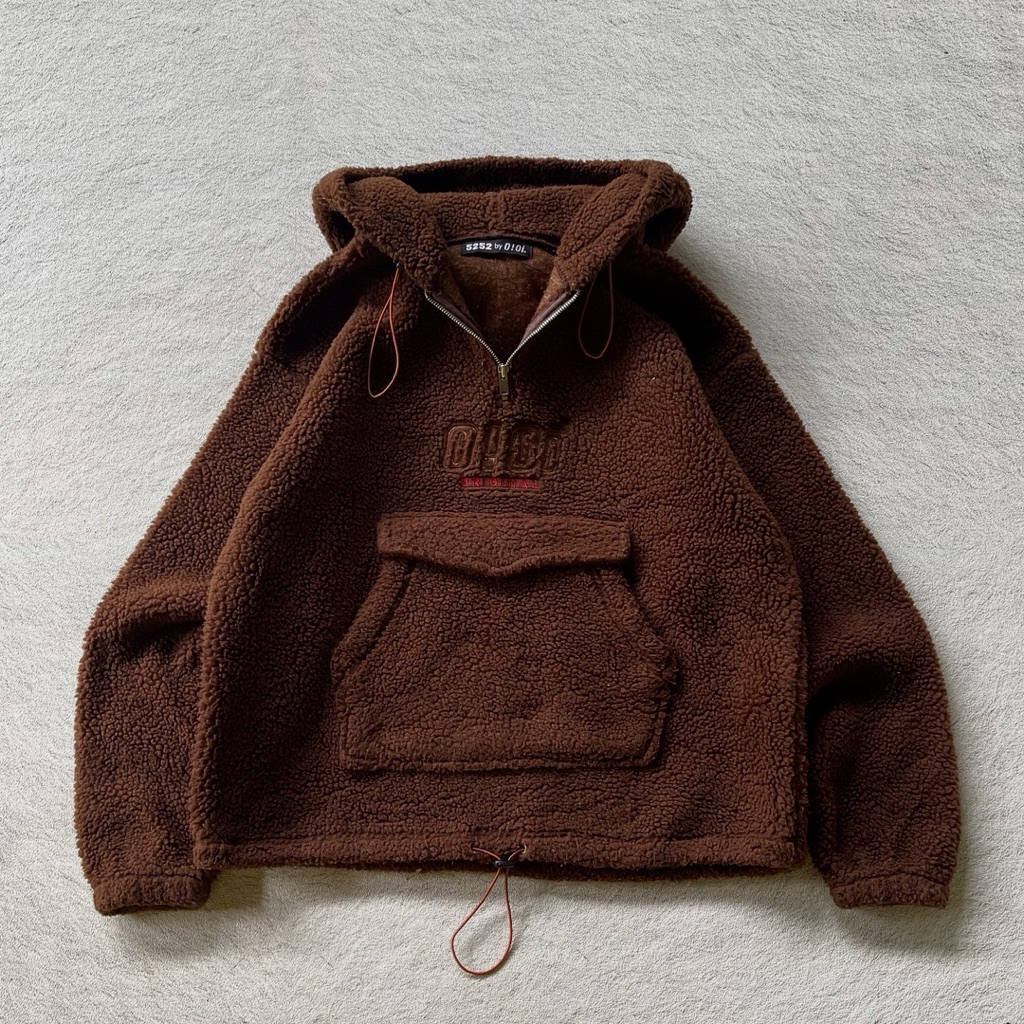 Outer Boa Half Zipper Hoodie OiOi Brown