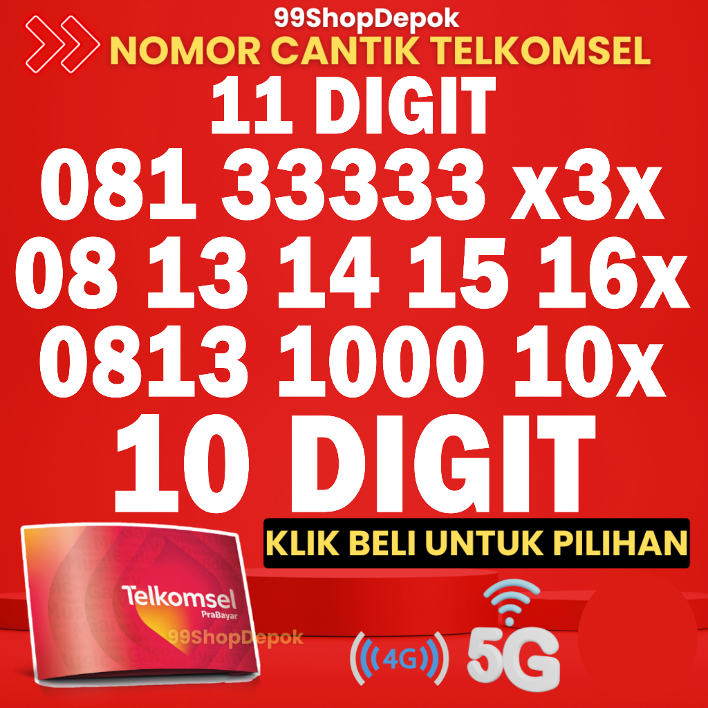 Nomor Cantik TELKOMSEL 10 Digit PRABAYAR 5G - Nomor Cantik Simpati 10 Digit - Telkomsel Simpati 10 A