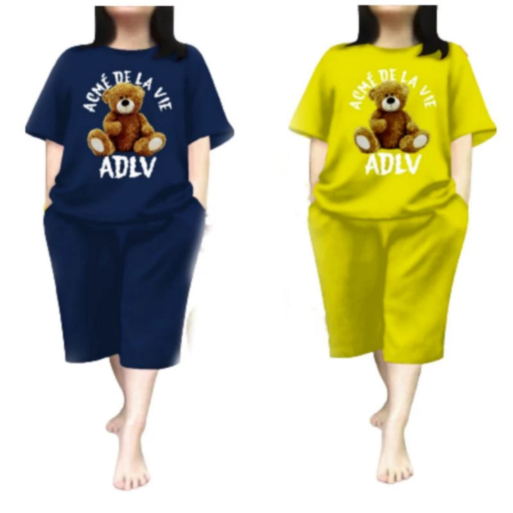 Baju Setelan Wanita Dewasa Jumbo Ld 115 Cm One Set Wanita Baju Kaos dan Celana Pendek