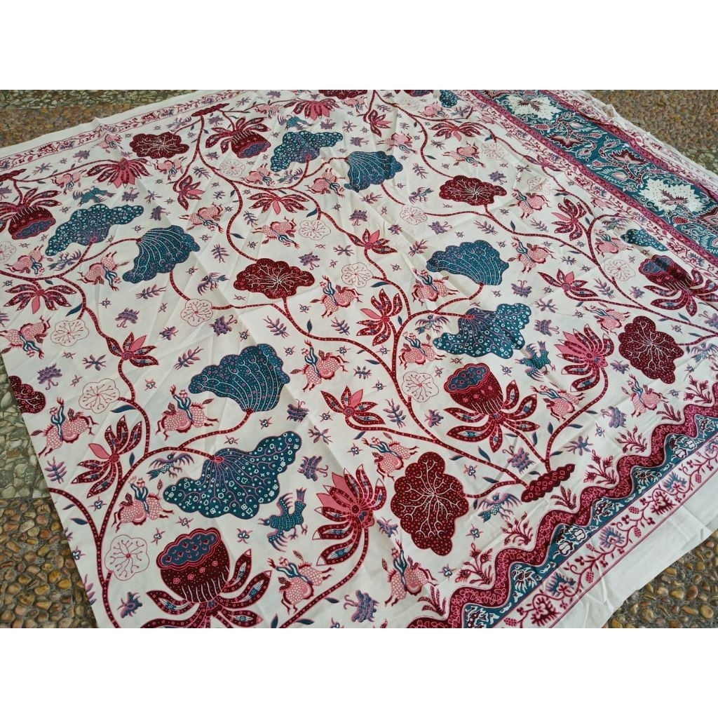 TERLARIS ORIGINAL KAIN BATIK LAWEYAN SOLO BUNGA AKAR PINK HIJAU EMERALD KODE 92