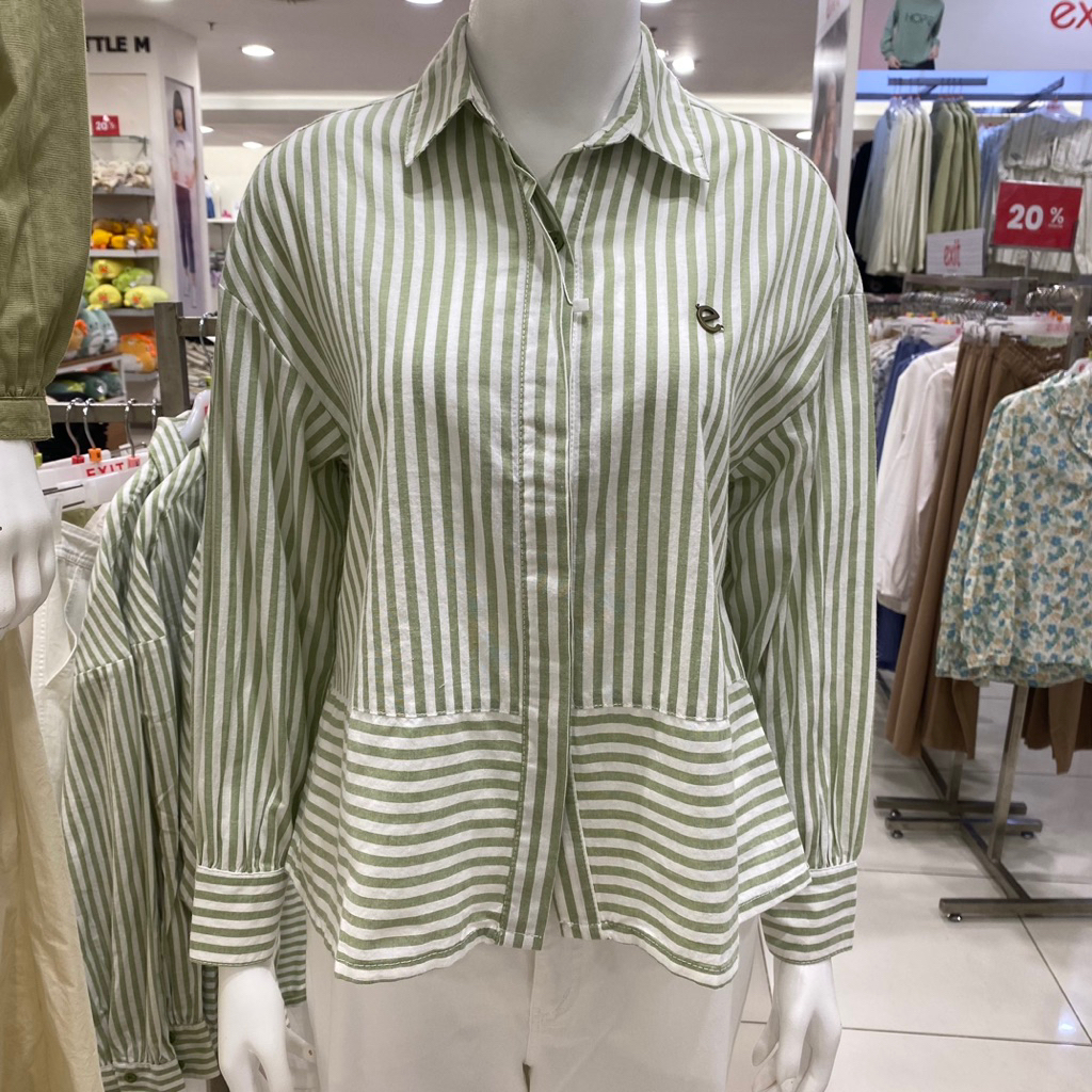 EXIT KEMEJA BLOUSE WANITA LENGAN PANJANG GARIS MATAHARI ORIGINAL