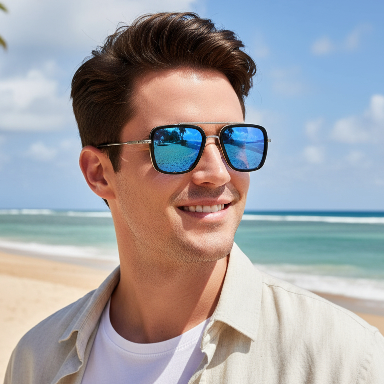 Kacamata Pria Sunglass Tony Stark Kacamata Hitam Pria Keren Anti Sinar UV400 Jakarta Fashion Import