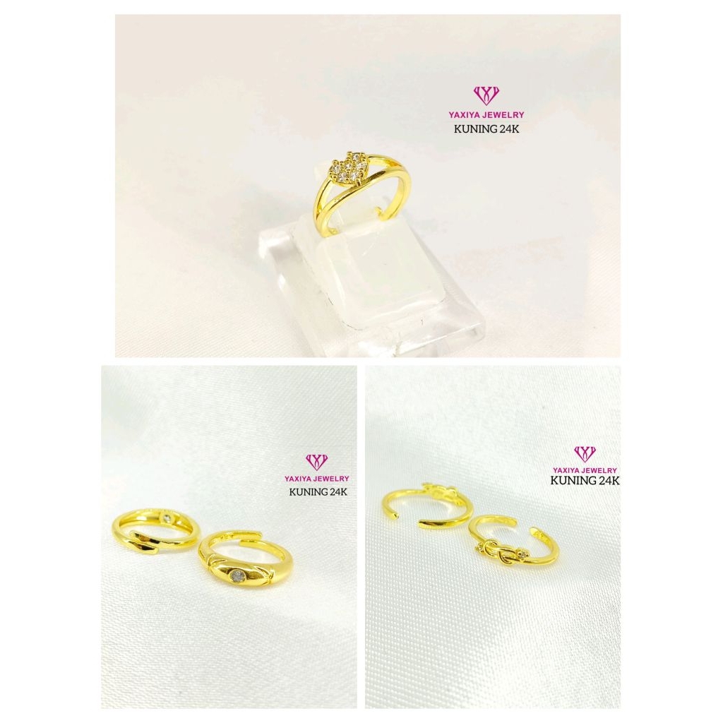 cincin motif 3 bayi/anak lapis emas 24k
