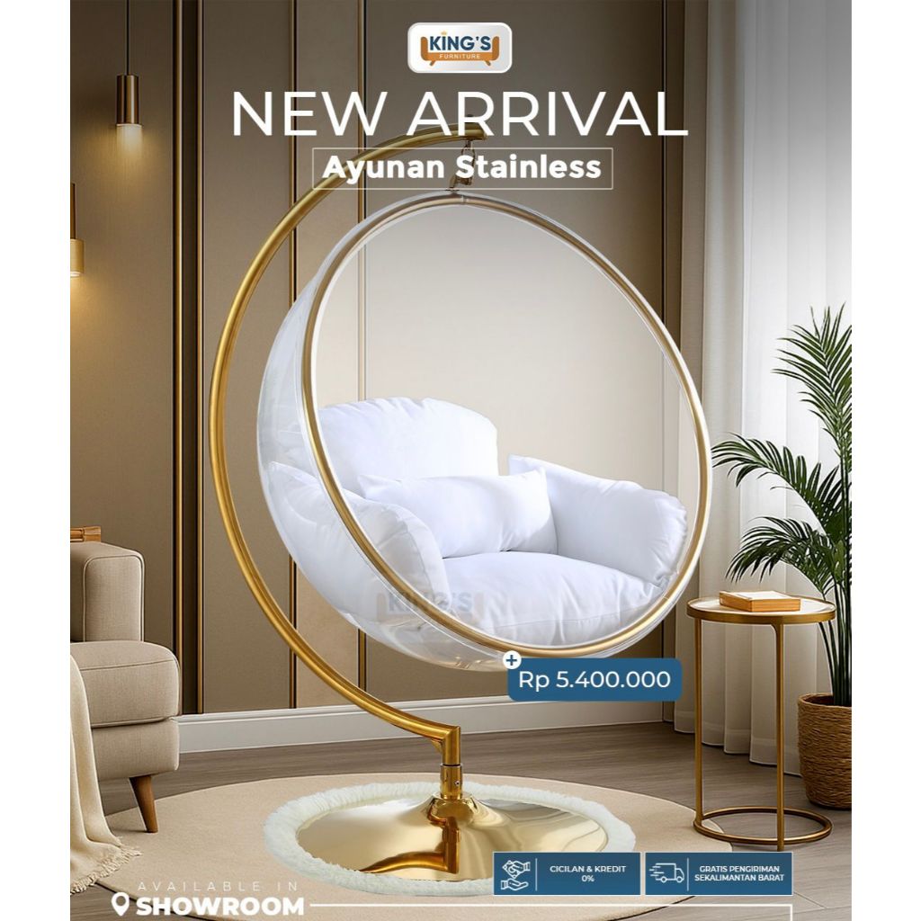 KINGS FURNITURE PONTIANAK - AYUNAN AKRILIK WHITE - AYUNAN SANTAI - AYUNAN BESI - AYUNAN STAINLESS - 