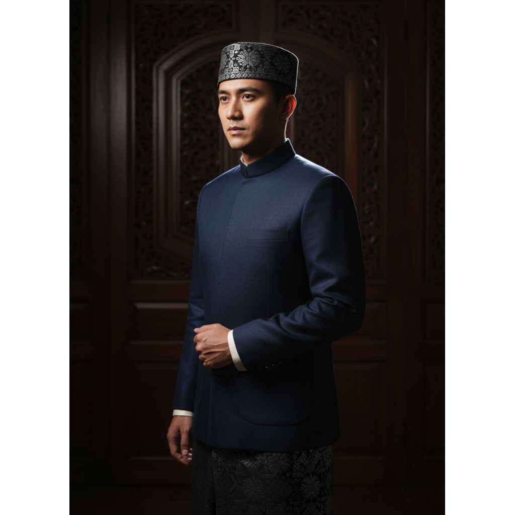 Peci Songket Palembang Alza, Hitam Silver