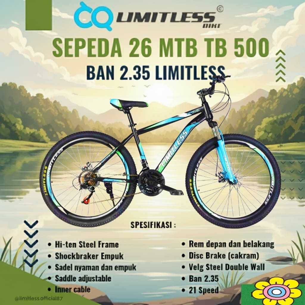 Limitless - Sepeda Gunung 26 Inch MTB TB 500 Limitless Sepeda Dewasa Unisex Mountain Bike Bicycle