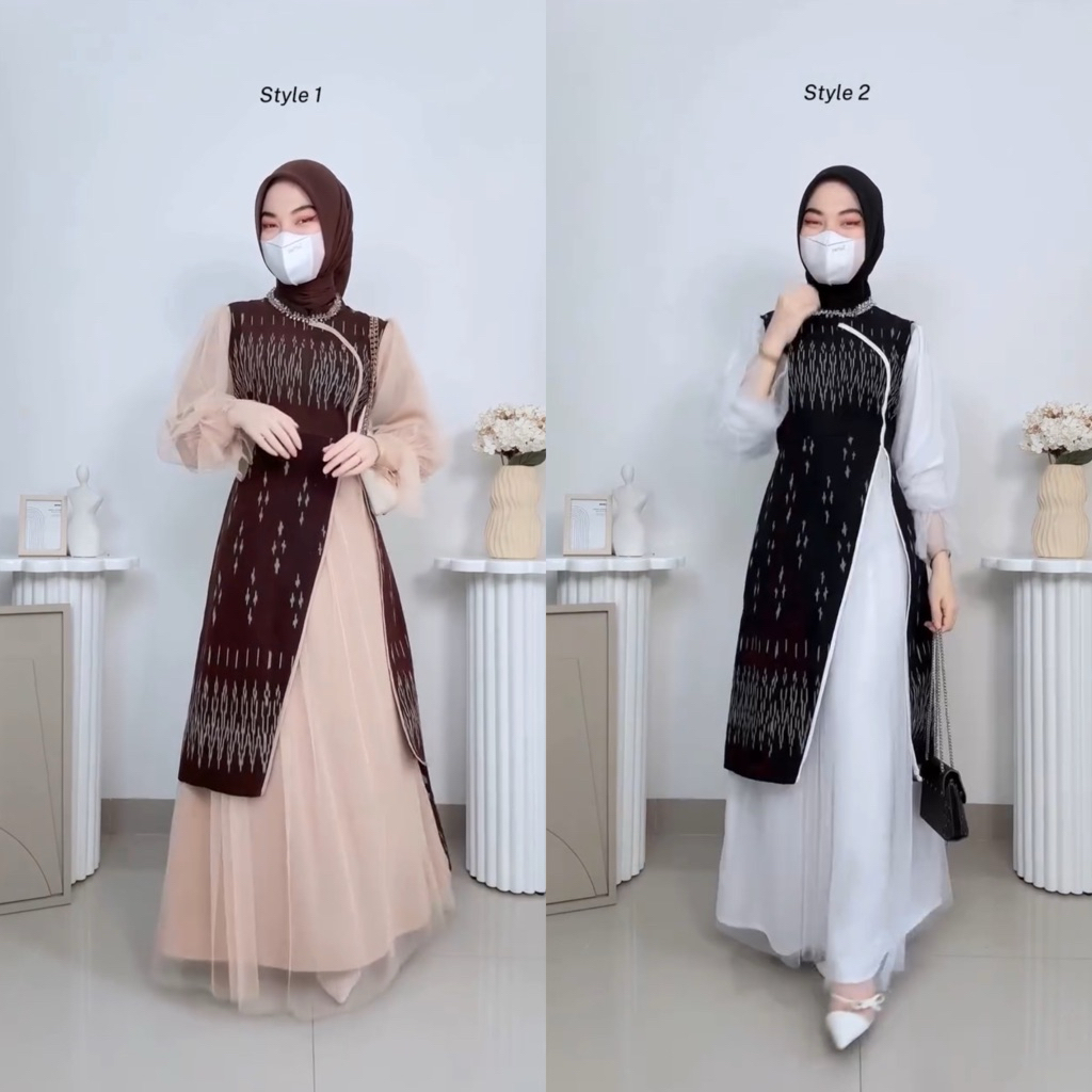 aenaa-  SET DRES HANA baju couple pasangan outfit couple serimbit kondangan