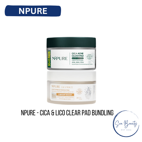 NPURE Paket Exfoliasi Cica Clear Pad & Licorice Brightening Pad - Gentle Exfoliation Kulit Sehat